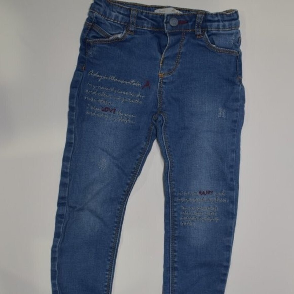 Zara Baby Jeans Size 2-3 Years Blue Embellished Skinny Denim